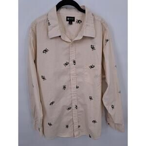 Hagar Men's Grilling Santa Claus Button Up Shirt Size XL Cream Christmas